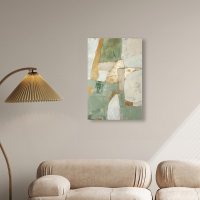 Sage Green and Gold Abstract Canvas Wall Art, 20" x 30"