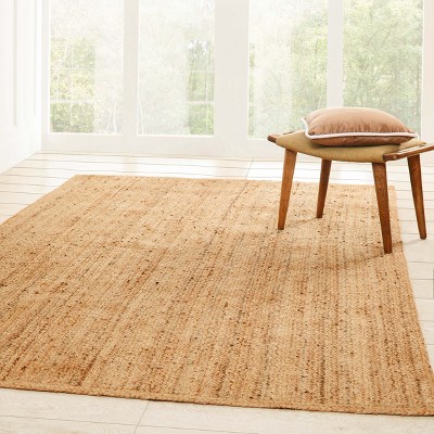 Handwoven Natural Jute Rectangle Rug, 4' x 6', Beige