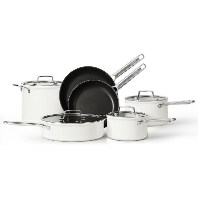 CAROTE 10PCS Nonstick Cookware Set, Pots and Pans Set Non Stick, Heavy Gauge Kitchen Cookware Sets, Dishwasher & Oven Safe, New York Collection White
