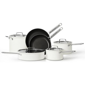 CAROTE 10PCS Nonstick Cookware Set, Pots and Pans Set Non Stick, Heavy Gauge Kitchen Cookware Sets, Dishwasher & Oven Safe, New York Collection White - 1 of 4