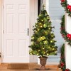 Tangkula 3'Warm White Lighting Christmas Entrance Tree Doorway Pre-Lit Decoration w/ 40 LED Lights Berries Pine Cones - 3 of 4