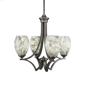 Toltec Lighting Zilo 4 - Light Chandelier in  Graphite with 5" Natural Fusion Shade - 1 of 1