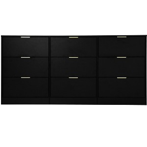 Gulches Modern Black 9-Drawer Dresser - 63" Large Deep Chest, Golden Handles, Wooden Storage, for Bedroom/Living Room - 1 of 4