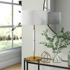 Hudson and Canal 25" Tall 2-Light Table Lamp with Fabric Shade - 1 of 4