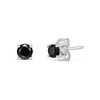 Silver Black Diamond Solitaire Stud Earrings - 3 of 4