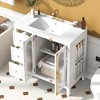 36" Solid Wood Bathroom Vanity with Soft Close Doors, 3 Drawers & Ceramic Sink, White/Lake Green Modern Storage Cabinet - ModernLuxe - 2 of 4
