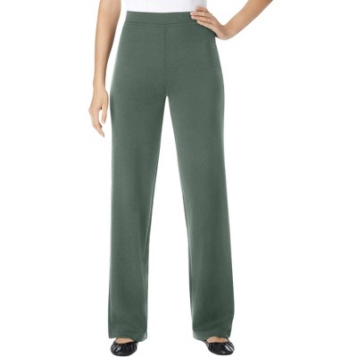 Woman Within Women's Plus Size Petite Wide-Leg Ponte Knit Pant