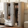 Decorative Storage Cabinets,4 Door Wardrobe Closet With Storage Drawers,Bedroom Armoire Closet With Storage Shelf And Hanging Rod-Cuddlewood - 3 of 4