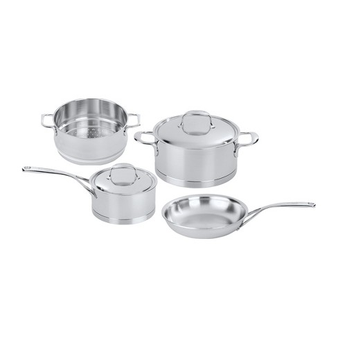 Blue Jean Chef 6-Pc Tri-Ply Hammered Stainless Steel Cookware Set Open Box  Silver