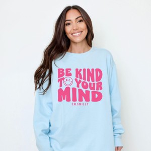 Simply Sage Market S.W.Smiley Be Kind To Your Mind Outline Garment Dyed Sweatshirt - 1 of 4