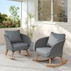 Contemporary Minimalist Set of 2 Wicker Rocking Chairs with Soft Cushions,Durable Wooden Frame for Indoor and Outdoor Spaces - The Pop Home - 2 of 4