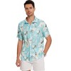 Hawaiian Floral Print Linen Button Down Shirt for Casual Beach Wear - 2 of 4