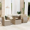 vidaXL 6 Piece Patio Sofa Set with Cushions - Beige and Cream Poly Rattan - 2 of 4