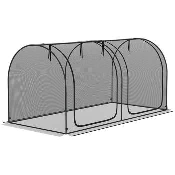 Outsunny Crop Cage with Two Zippered Doors, Storage Bag and Ground Stakes, Plant Protection Tent