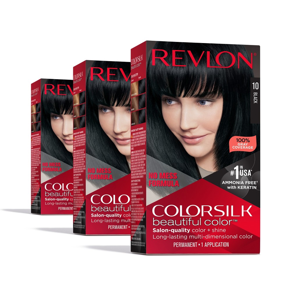 Photos - Hair Dye Revlon ColorSilk Beautiful Color 100 Gray Coverage Ammonia-Free Permanent 