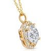 Pompeii3 3 5/8 Ct Cushion Moissanite & Lab Created Diamond Halo Pendant 14k Gold Necklace - 2 of 4