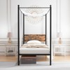 Infans Twin Size Canopy Bed Frame 4-Poster Platform Bed Frame w/ Industrial Headboard - 4 of 4