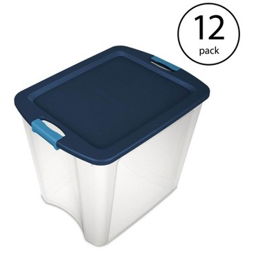 Sterilite 26 Gallon Latch & Carry Plastic Storage Tote Container Box (12 Pack)