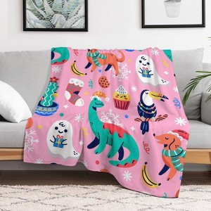 Cute Christmas Animals Christmas Throw Blanket Soft Fleece Christmas Blanket Cozy Flannel Throw for Couch Bed 60x80 inches - 1 of 1