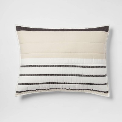 Standard Woven Yarn Dye Stripe Quilt Sham Neutral - Threshold™