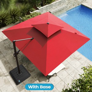 Crestlive Products 11 ft Square patio Double Top Cantilever Umbrella with Base set Outdoor 360 Rotation 6 Heights Adjustable Offset Umbrella - 1 of 4