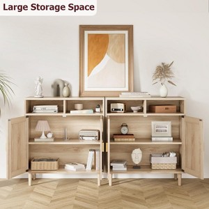 Whizmax Sideboard Buffet Storage Cabinet, Rattan Kitchen Cabinet with 2 Doors/Shelf, Accent Modern Dining Living Room Entry Hallway - 1 of 4