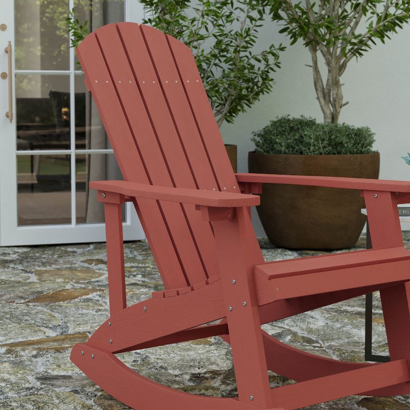 Merrick Lane Set of 2 All-Weather Polyresin Adirondack Rocking Chair with Vertical Slats, 6 of 13