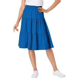 Woman Within Plus Size Elastic-Waist Knit Tiered Skirt - 1 of 4