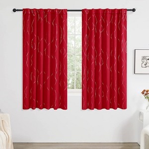 Deconovo Back Tab Room Darkening Curtains – Silver Lines & Dots, 2 Panels - 1 of 4