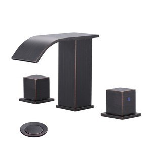 WOWOW Square 8 in. Widespread Double Handle Waterfall Bathroom Faucet - 1 of 4