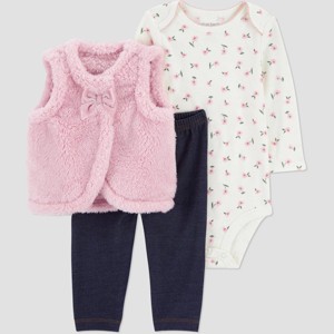 Carter's Just One You® Baby Girls' 3pc Vest and Leggings Set - Pink - 1 of 4