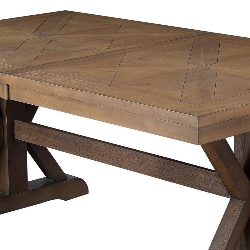 Pascaline 72-96&#34; Dining Tables Gray Fabric, Rustic Brown and Oak - Acme Furniture, 5 of 7