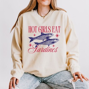 Simply Sage Market Hot Girls Eat Sardines Lightweight Garment Dyed Sweatshirt - 1 of 4
