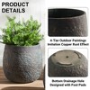Wallowa Set of 3 Large Weathered Concrete Planters with Drainage Holes and Sealing Plug for Indoor and Outdoor Use - 3 of 4
