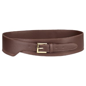 INSPIRE CHIC Women's Obi Vintage Faux Leather Buckle Wide Belts - 1 of 4