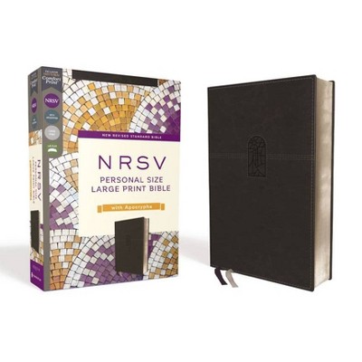 Nrsv, Personal Size Large Print Bible with Apocrypha, Leathersoft, Black, Comfort Print - by  Zondervan (Leather Bound)