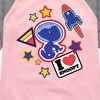 Girls' - Peanuts - Space Snoopy Flair Shirt Tail Raglan Graphic T-shirt - 2 of 4