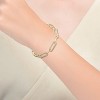 Guili Sterling Silver 14K Yellow Gold Plated French Pave Slinky Oval Cable Link Bracelet with Adjustable Length and Sparkling Cubic Zirconia - 2 of 2
