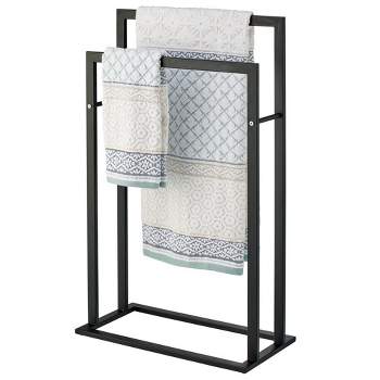 mDesign Metal Tall 2-Tier Free-standing Bathroom Towel Rack