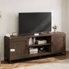 Brown TV Stand for 75inch, Farmhouse Entertainment Center with Sturdy Metal Leg & 2 Open Shelves, Wooden TV & Media Console Cabinet for Living Room - 2 of 4