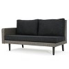 GDFStudio Hensley Outdoor Wicker 5 Seater V-Shape Sectional Sofa Chat Set with Cushions, Mixed Black/Dark Gray - 3 of 4