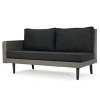 GDFStudio Hensley Outdoor Wicker 5 Seater V-Shape Sectional Sofa Chat Set with Cushions, Mixed Black/Dark Gray - image 3 of 4