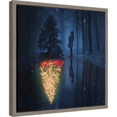 Hope of Christmas Framed Canvas Print with Greywash Frame