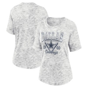 NFL Dallas Cowboys Women's Gray Rolled Sleeve Fashion T-Shirt - 1 of 3