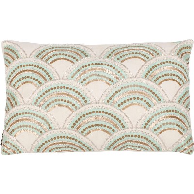 Kadri Pillow - Beige/Teal/Gold - 12" X 20" - Safavieh