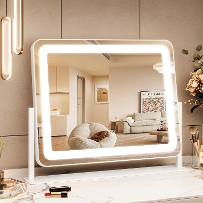 Garvee 19.6"x15.7" LED Vanity Mirror with Lights, Touch Control, 3-Color Dimmable Makeup Mirror for Vanity Desk, White