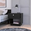 GlasFlength Nightstands Modern Nightstand Bedroom Nightstand Elegant Bedside Table with Drawer for Living Room, Black, 18.5"*16"*19.6" - 2 of 4