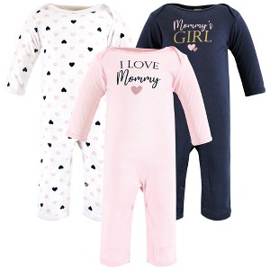 Hudson Baby Infant Girls Cotton Coveralls, Girls Mommy Pink Navy - 1 of 4