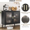 Sideboard Buffet Cabinet, 48" Kitchen Sideboard Cabinet with 3 Fluted Glass Doors Removable Shelves, Black Decorative Cabinet for Kitchen - 4 of 4