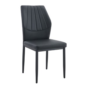 Gulches Black PU Leather Metal Leg Dining Chair Set of 4 Ergonomic High Back 37 inch Adjustable Feet 16 inch Seat Depth Kitchen Room - 1 of 4